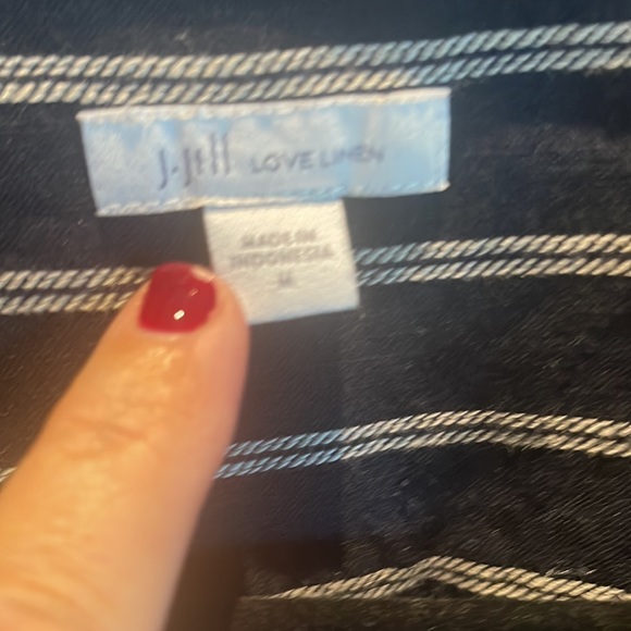 JJill Medium Short Sleeve Navy/White Striped Dress - Picture 2 of 3